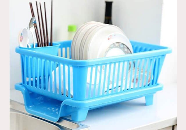 Isel Kitchen Sink Dish Drying Drainer Rack Holder Basket Organizer with Tray