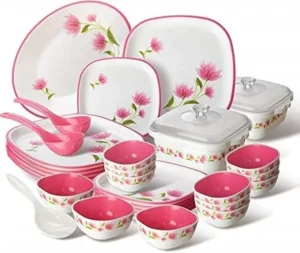 Nayasa Plastic Printed Dinner Set, 32 Pieces