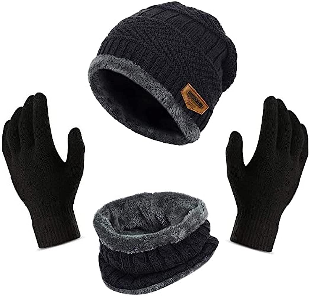 Winter Beanie Cap Scarf and Woolen Gloves
