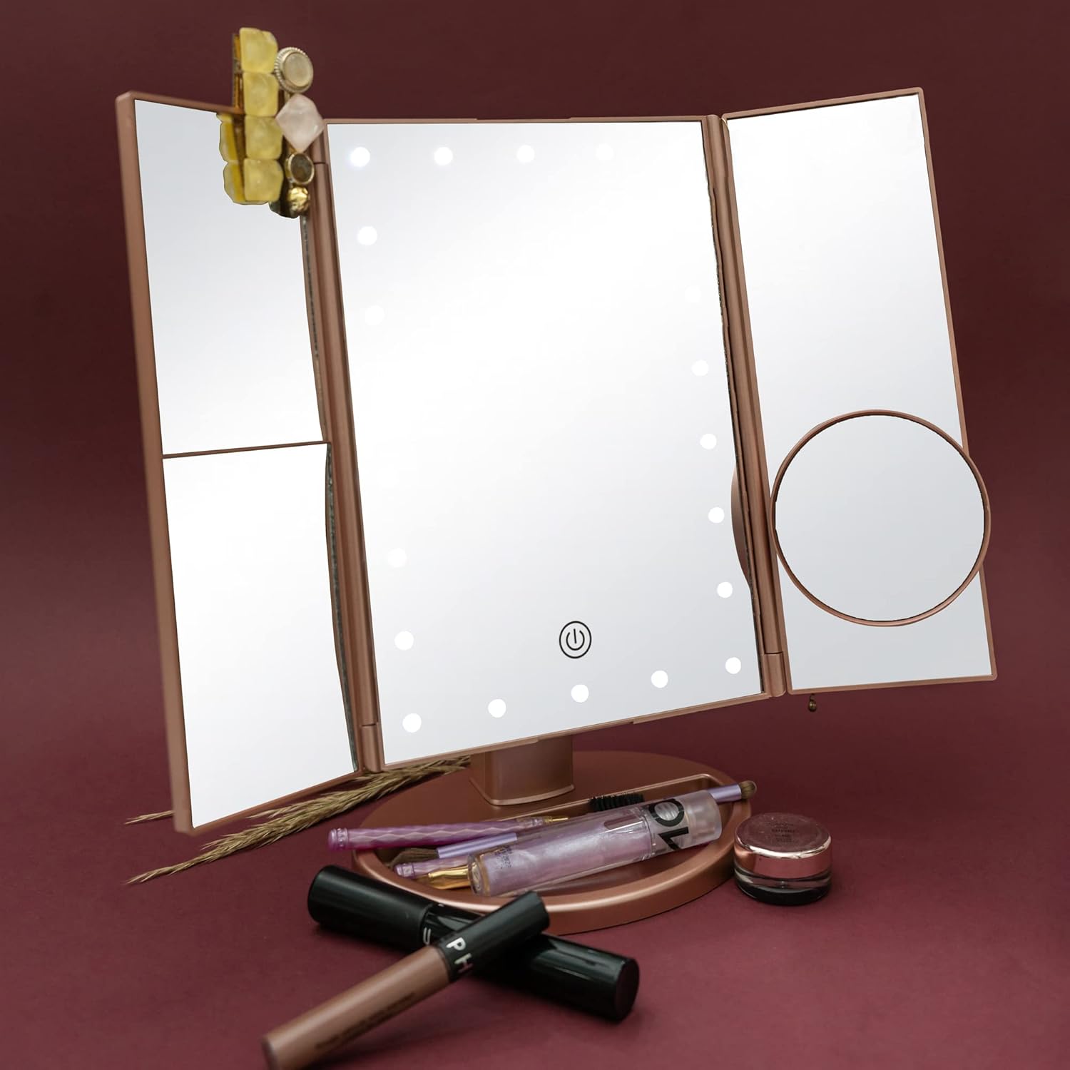 Foldable Makeup Mirror with LED